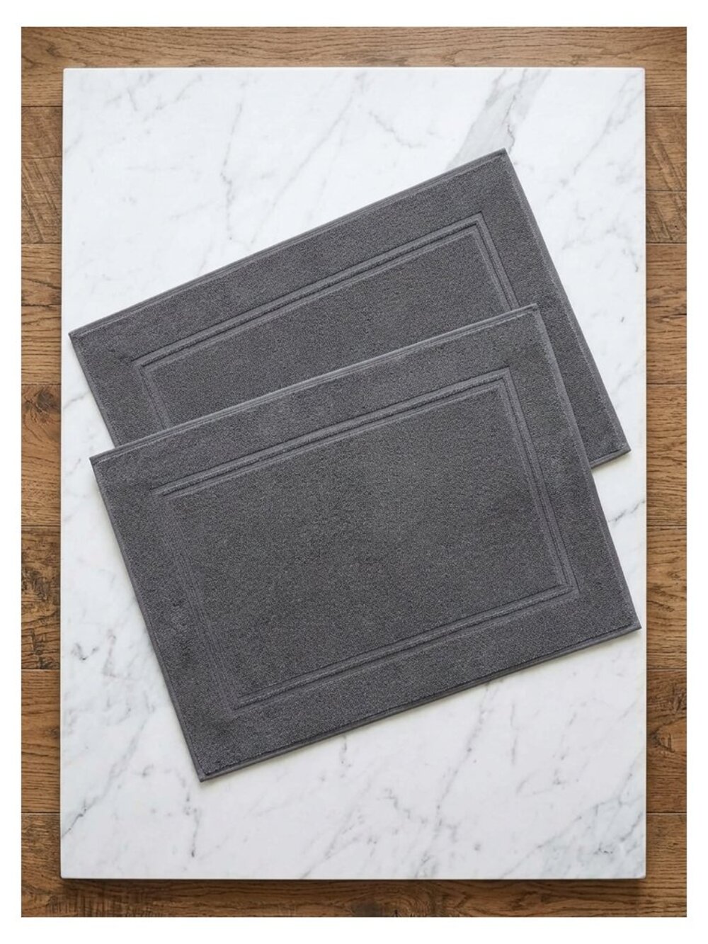 2 Piece Cotton Terry Bath Mats 20 x 32 Inches Super Absorbent Machine Washable